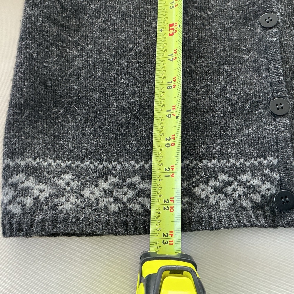 VTG Jillian Jones Gray Lambswool Cardigan Sweater W/Scarf Sz S Fair Isle Preppy‎ - Picture 4 of 8